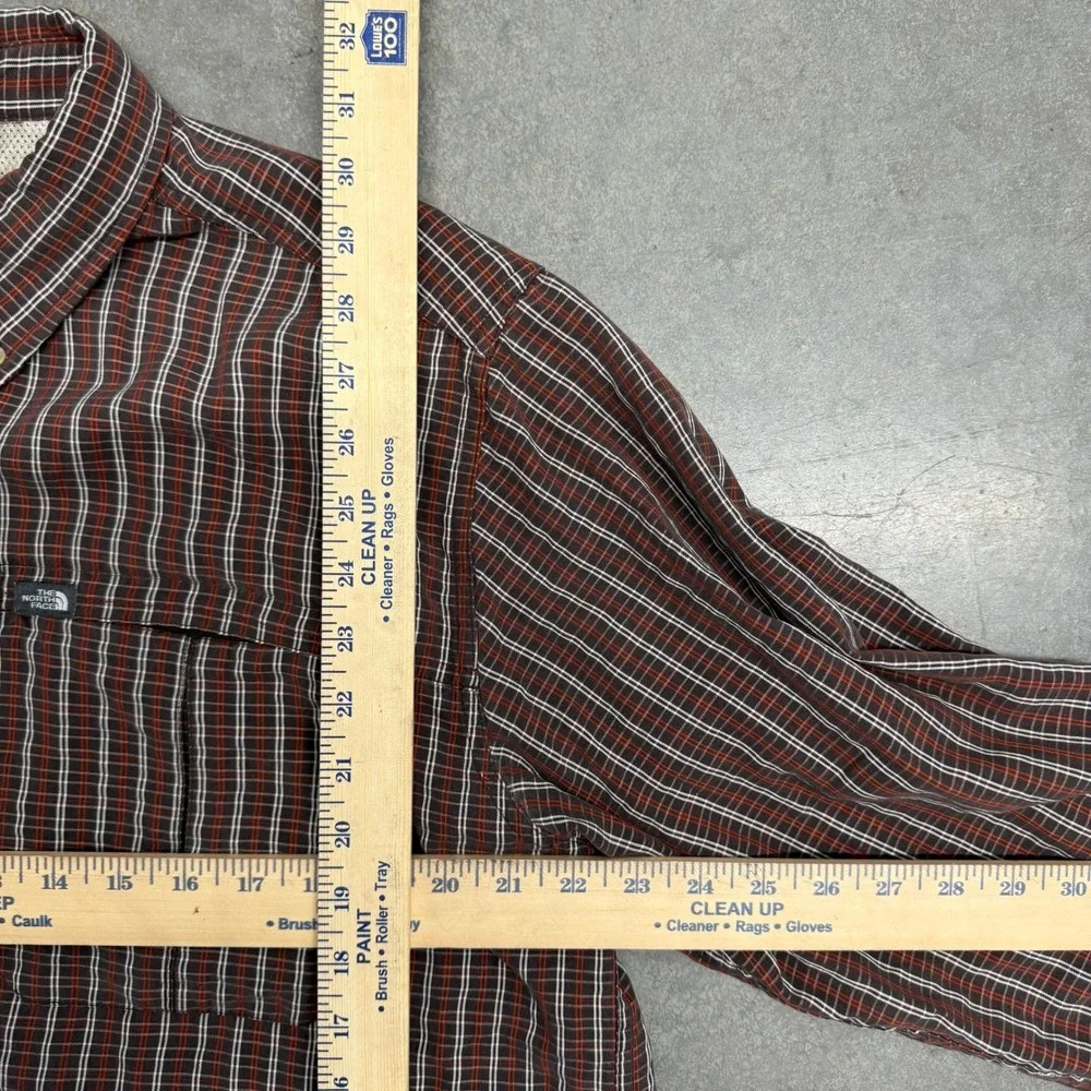 The North Face Mens XL Plaid Long Sleeve Button Down Hiking Shirt Red Black